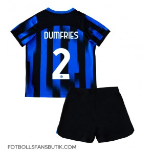 Inter Milan Denzel Dumfries #2 Replika Hemmatröja Barn 2023-24 Kortärmad (+ Korta byxor)